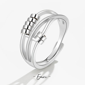 Anti Stress Anxiety Silver Ball <b>Rings</b> 925 Women Men <b>Spinner</b> Fidget <b>Rings</b> Vintage Gold Couple Anillos Jewelry Free Shipping Gift - Product Image 1