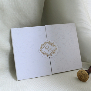 Cartes d'invitation personnalisées en papier texturé blanc déjoué avec couverture rigide élégante pour mariage, mariage et anniversaire - Product Image 3