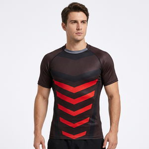 T-shirt personnalisé imprimé pour homme, polyester/coton, écologique, séchage rapide, respirant, vintage, unisexe, manches courtes, col montant - Product Image 1