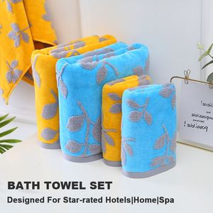 Ensemble de serviettes de bain en jacquard de luxe pour hôtel, 100% coton, séchage rapide, certifié OEKO-TEX, motif feuilles, design personnalisé - Product Image 4