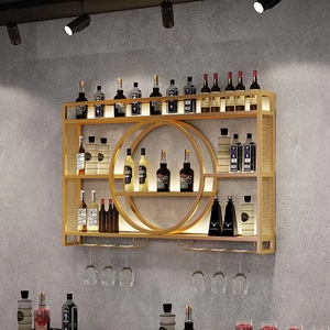 Étagères murales flottantes en fer forgé pour bouteilles d'alcool - Product Image 6