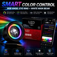 Mini projecteur de travail LED RCJ 20W 3 pouces avec application, nouveau phare auxiliaire pour voiture avec œil d'ange pour position avant, pour camions et motos