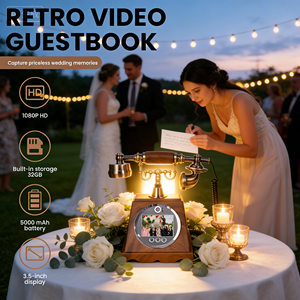 โทรศัพท์สมุดเยี่ยมชมวิดีโอแบบย้อนยุค 1080P, สินค้าใหม่พร้อมส่งเร็ว สมุดเยี่ยมชมแบบเสียง, โทรศัพท์โบราณสำหรับงานแต่งงานและงานปาร์ตี้ - Product Image 1