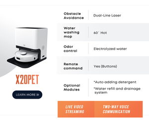 Robot Aspirador X20PET con Navegación Láser LDS H13, Diseñado para Limpiar Pelo de Mascotas, Ideal para Hogares con Mascotas Sensibles a los Olores - Product Image 4