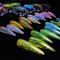 Poudre holographique, argent, poussière de frottement, noir, rose, Chrome, paillettes pour ongles, Pigment Laser pour manucure DIY