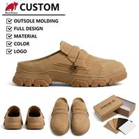 Sepatu Kustom Tren Baru 2027, Grosir, Suede Camel, Dekorasi Liontin Bintang Metal, Gaya Techwear, Sol Tebal, Mules, Clogs, Loafers