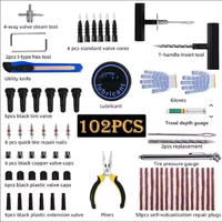 Kit de réparation rapide et robuste pour pneus de camion et de voiture, 102 pièces, avec outils en acier à haute teneur en carbone, pour usage professionnel