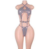 Tenues de danse exotiques directement de l'usine, vêtements de scène scintillants à pois, ensembles de bikinis à paillettes argentées métalliques pour danseuses de club