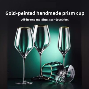 Hxglass Creative Gold Rim <span class=keywords><strong>Vin</strong></span> et pour gobelet à champagne Verre à cocktail classique sans plomb avec longue tige et motif miroir en cristal - Product Image 2