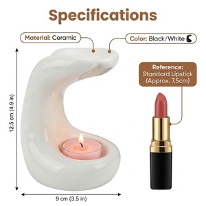 Lampe de table en céramique pour aromathérapie, diffuseur d'huiles essentielles, ornement artistique, bougeoir d'ambiance pour chambre à coucher - Product Image 4