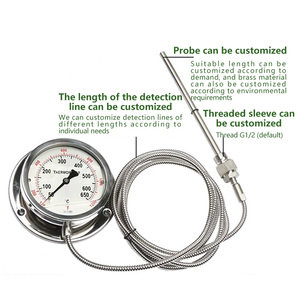 Termómetro Industrial Capilar para Medir Temperatura y Presión de Aceite, Gas y Líquidos, Termómetro para Gases de Escape - Product Image 2