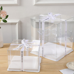 High Quality 3-in-1 Contracted Plastic PET Square <strong>Mini</strong> Clear Birthday <strong>Cake</strong> <strong>Box</strong> With Lid - Product Image 1