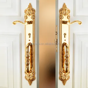 YZH prezzo di fabbrica stile classico tutto in rame maniglia serratura per doppia porta principale in legno