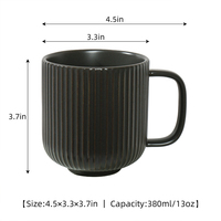 En gros En vrac Rayures Emboss Noir Mat Petit Personnalisé Thé Au Lait Café Verres 380ml Tasse En Céramique Tasse
