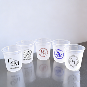 Gobelet en plastique PS de 9 oz (266 ml) avec revêtement en acier, jetable, anti-fuite et résistant à la chaleur, personnalisable avec nom et motif, idéal pour les mariages - Product Image 1