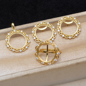 Accesorios de Plata S925 para DIY, Cuentas de Perla de Mármol de 16.3-16.5mm, Base Vacía para Pendientes, Anillo, 6105 para Fabricación de Joyería - Product Image 1