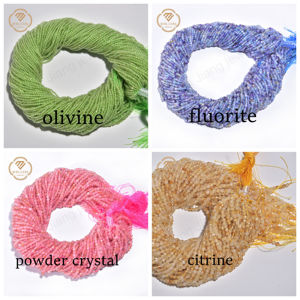 Commercio all'ingrosso perline di pietra naturale 2mm 3mm sfaccettato taglio rotondo di olivina Fluorite in polvere di cristallo citrino Gemstone per la creazione di gioielli - Product Image 2