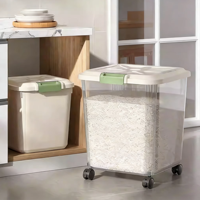 Conteneur de stockage de céréales classique de grande capacité en PP de qualité alimentaire |   Seau de cuisine durable avec couvercle hermétique résistant à l'humidité |   11-55 livres