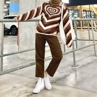 OEM & ODM personnalisé rétro Y2K doux pull à col roulé en forme de coeur à manches longues pull en tricot court haut en tricot
