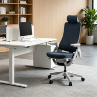 Chaise de bureau ergonomique à dossier haut, chaise de bureau à domicile avec appui-tête, coussin large, chaises en maille grandes et hautes LKC-304