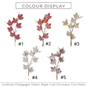 Artificial Champagne Glitter <strong>Maple</strong> <strong>Leaf</strong> Christmas <strong>Picks</strong> and Sprays