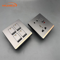 Interrupteur mural PC de type 86 avec finition dorée de luxe, interrupteur à bascule 4 voies, interrupteur 1 voie multifonction USB A/C pour la maison et l'hôtel