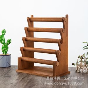 Wooden Jewelry Rack Multi Layer Bracelet Storage Display Stand For Jewelry Organizers <b>Desktop</b> Use Retro Color Simple Style - Product Image 4