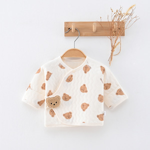 Body de Bebé de Doble Capa con Protección Abdominal, Otoño/Invierno, Recién Nacido, Algodón, Estampado Animal, Térmico, con Cierre de Velcro en la Espalda - Product Image 1