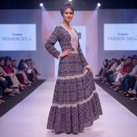 Robe longue maxi pour femmes, en viscose africaine, à imprimé floral, à manches longues, avec bordure en dentelle, élégante, décontractée, tenue traditionnelle, occasions spéciales, luxe