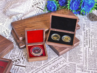 Boîte à cadeaux en bois de noyer noir pour collection de médailles commémoratives à double pièce rétro, boîte à badges pour pièces anciennes