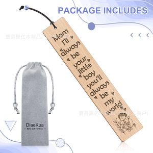 Wooden Mother's Day <b>Bookmark</b> Laser Engraved Classic Cartoon Design For Book Lovers Gift - Product Image 3