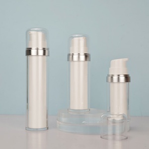 Cosmetic Luxury PS Airless <b>Pump</b> <b>Bottle</b> 15ml 30ml 50ml White Double Wall Airless Serum <b>Bottle</b> with Transparent Refillable <b>Bottle</b> - Product Image 1