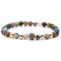 Bracelets de perles jaspe à la mode pour hommes, ensemble de perles Dragon/Lion/Panther/dumbell, bouddha, léopard, en pierre naturelle d'agate indienne, 6/8