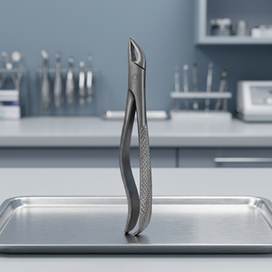 Pinzas de raíz dental superior Bk Industries Fig 76N, manuales, con agarre moleteado plateado, de acero inoxidable, 30 posiciones de mandíbula, instrumento de clase I - Product Image 6