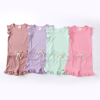 Fabricants de vêtements en gros Logo personnalisé Vêtements pour enfants vierges Ensemble chemise et short en dentelle avec champignon Lot de vêtements pour enfants