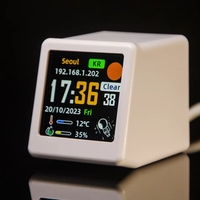ZYSY 2026 Mini Jam Cuaca Animasi WiFi Desktop Baru, Hiasan Hadiah, Stasiun Multi-Fungsi, Hadiah Ulang Tahun