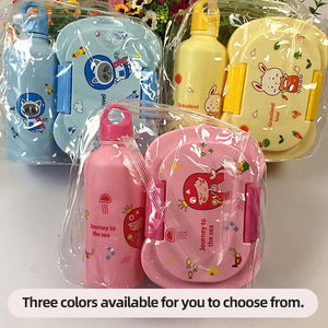 Double bouteille d'eau pour enfants Boîte à lunch en plastique pour micro-ondes Casse-croûte <span class=keywords><strong>Sandwich</strong></span> Conteneur alimentaire avec porte-bouteille d'eau - Product Image 2
