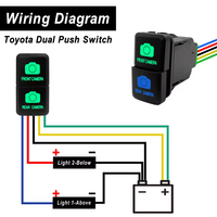 Interrupteur à bouton-poussoir étanche 12V avec symbole double et lumière LED pour barre lumineuse double de tableau de bord, pour véhicules Toyota plus récents, 32mm