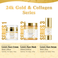 Kit de soins de la peau en or 24 carats en gros, collagène, acide hyaluronique, sérum anti-âge pour le visage, crème, masque, lotion pour le corps, ensemble de soins de la peau éclaircissant