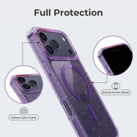 Coque de téléphone transparente magnétique à paillettes en TPU et PC pour iPhone 18 Pro Max, antichoc, résistante aux chutes, avec protection d'objectif surélevée, vente en gros