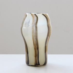 Vaso in Vetro Soffiato a Mano con Venature di <span class=keywords><strong>Legno</strong></span> Marrone e Forma Ondulata Classica, Vaso Decorativo <span class=keywords><strong>per</strong></span> Fiori, <span class=keywords><strong>per</strong></span> Casa e Centrotavola Matrimonio - Product Image 6