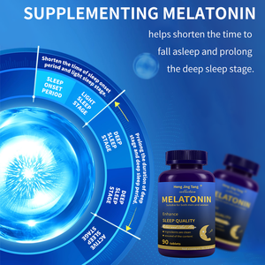 Melatonina vegana saludable 10mg 50mg 60mg Cápsulas para dificultad para conciliar el sueño Suplementos para resolver problemas de insomnio - Product Image 5