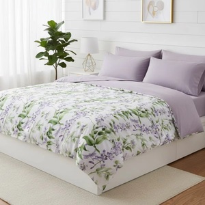 Juego de Ropa de Cama de Lujo con Diseño de Flores de Lavanda, Sábanas de Algodón Transpirables y Suaves, Juego de Funda Nórdica, Proveedor de Textiles para el Hogar - Product Image 1