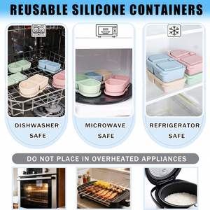Silicone 2-Compartment Container Food <b>Storage</b> <b>for</b> Seasoning Sauce Baby Food Snack Fresh-Keeping <b>Kitchen</b> Organizer - Product Image 5