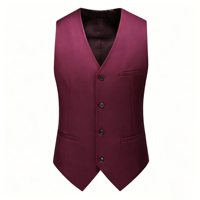 Gilet de Costume Classique Uni Col V pour Homme – Gilet Habillé Ajustable au Dos, Infroissable, Idéal pour les Affaires