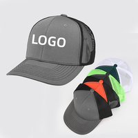 Gorra Trucker Richardson 112 de Malla con Logotipo Personalizado, Estilo Estructurado, Ajustable, Negra, Gorras Deportivas para Hombre