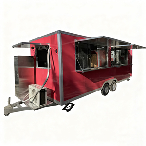 รถเข็นขายอาหารแบบลากจูงสองช่องสำหรับตลาดกลางคืน แผงลอยขายอาหารเร็ว ฮอทดอก ไอศกรีม พร้อมชั้นวางสแตนเลส 4 ชั้น - Product Image 1