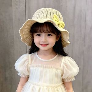 Xi Boyu – chapeau de paille avec nœud papillon pour enfants, protection solaire fine d'été pour filles de 1 à 4 ans, vêtements d'extérieur - Product Image 3