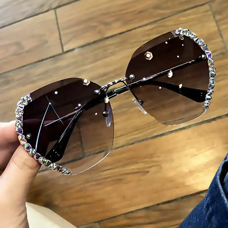 2021 Vintage Mode übergroße Strass Bling Diamant Stein Kristall Dekoration Luxus Perle Phantasie Party Sonnenbrille Sonnenbrille