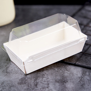 Cấp thực phẩm giấy kraft hình chữ nhật Takeaway khay chứa với nắp nhựa cho Sushi dập nổi và Matt nhiều lớp hộp tráng miệng - Product Image 6